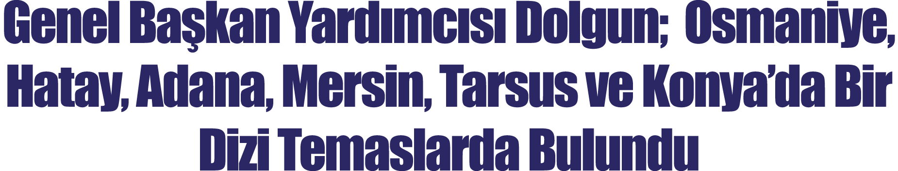 Genel Başkan Yardımcısı Dolgun;  Osmaniye, Hatay, Adana, Mersin, Tarsus ve Konya da Bir Dizi Temaslarda Bulundu