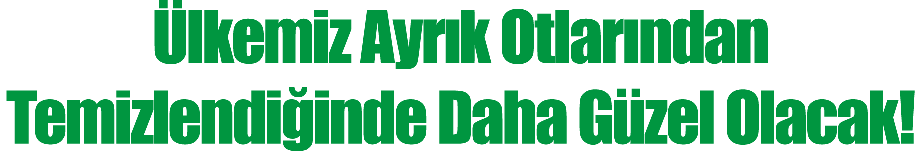 Ülkemiz Ayrık Otlarından Temizlendiğinde Daha Güzel Olacak 