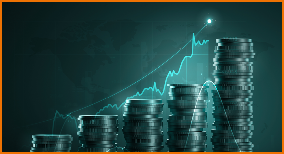 Money growth business graph economy finance stock or currency investment financial diagram profit chart of global exchange market price shares on economic analysis 3d background with success trade 