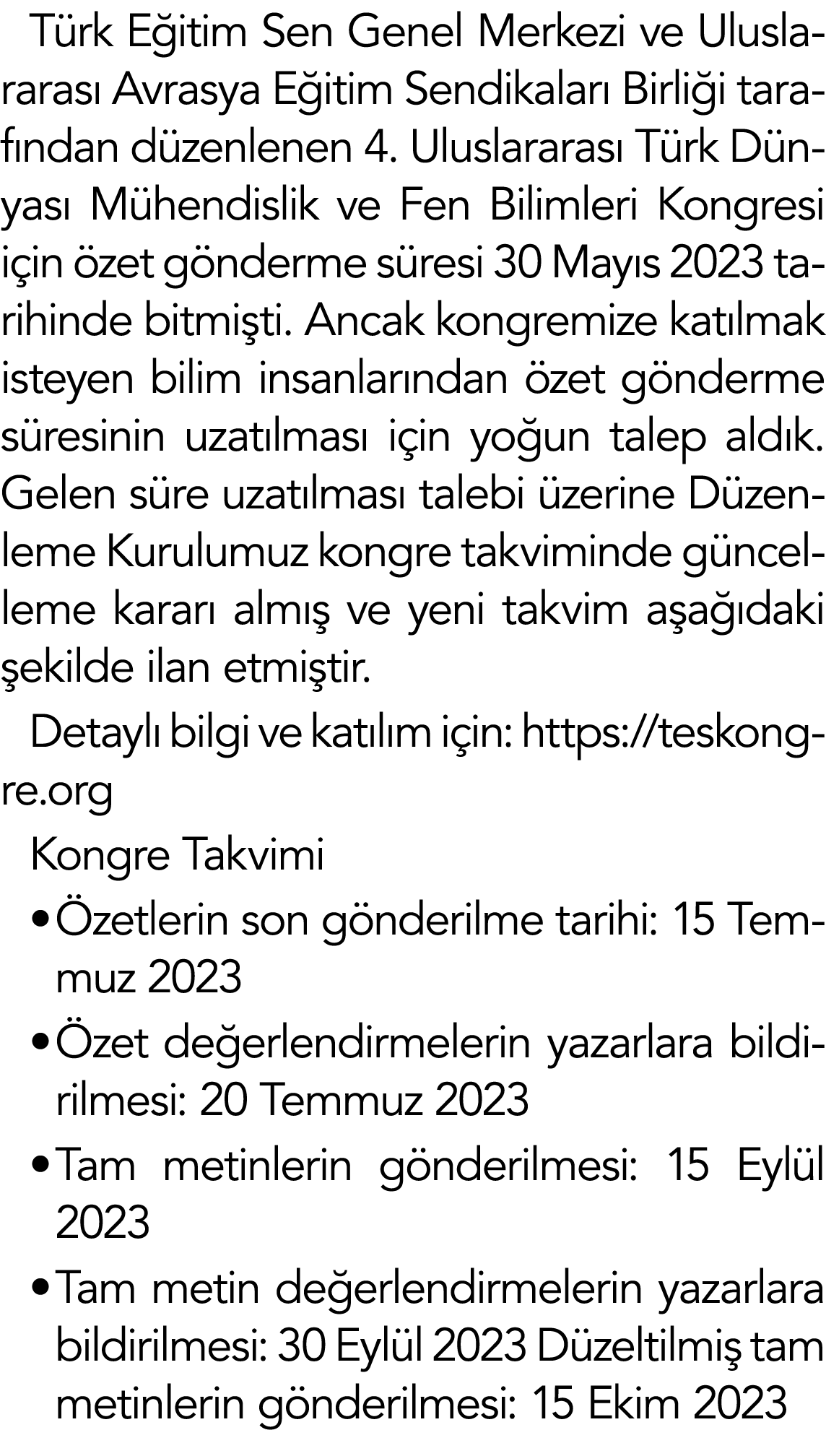 Türk Eğitim Sen Genel Merkezi ve Uluslararası Avrasya Eğitim Sendikaları Birliği tarafından düzenlenen 4  Uluslararas   