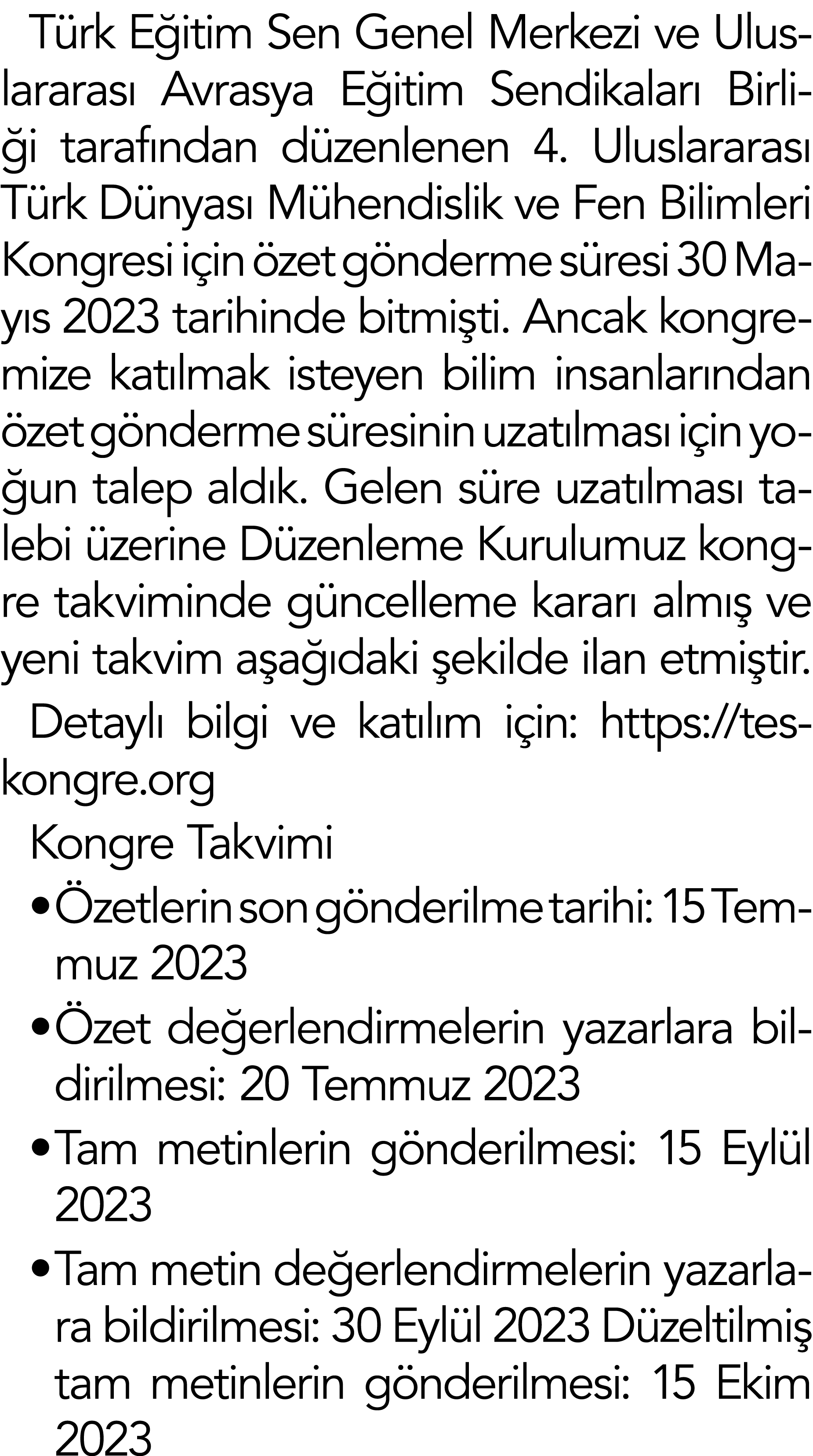 Türk Eğitim Sen Genel Merkezi ve Uluslararası Avrasya Eğitim Sendikaları Birliği tarafından düzenlenen 4  Uluslararas   