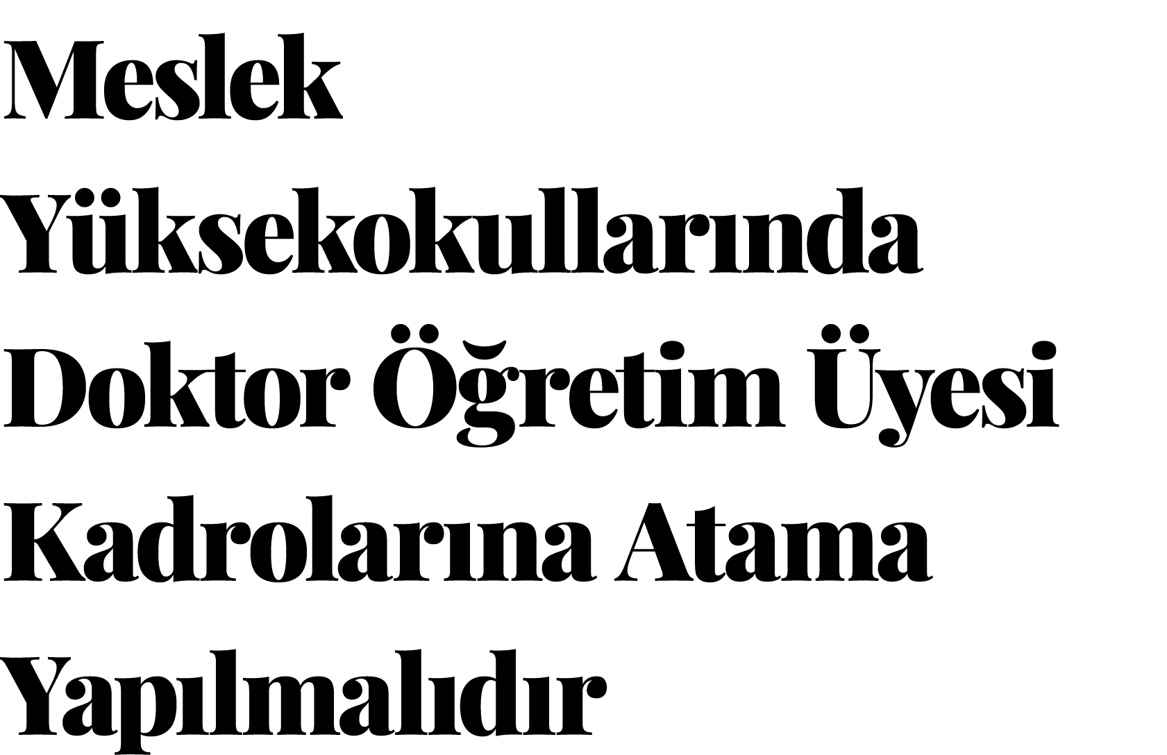 Meslek Yüksekokullarında Doktor Öğretim Üyesi Kadrolarına Atama Yapılmalıdır