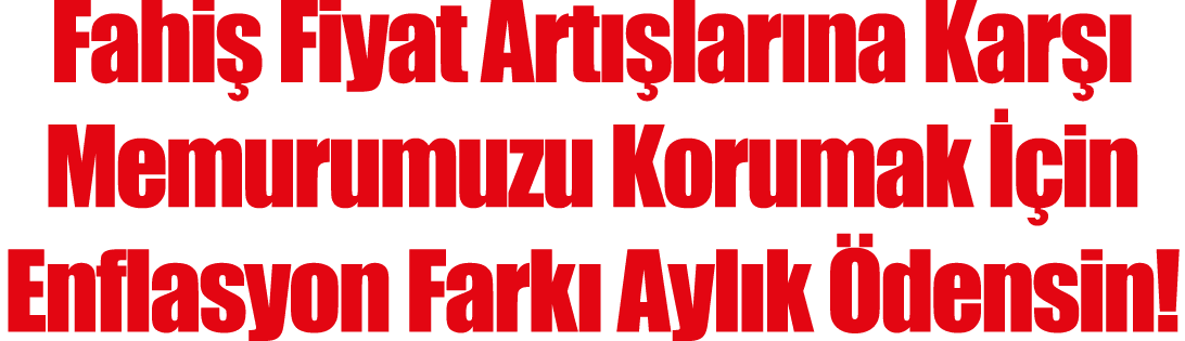Fahiş Fiyat Artışlarına Karşı Memurumuzu Korumak İçin Enflasyon Farkı Aylık Ödensin 