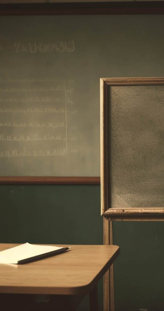 Back to school classroom learning on blackboard generated by artificial intelligence