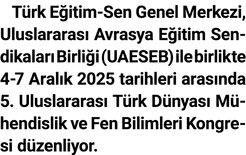 T rk E itim Sen Genel Merkezi, Uluslararas Avrasya E itim Sendikalar  Birli i (UAESEB) ile birlikte 4 7 Aral k 2025 ...
