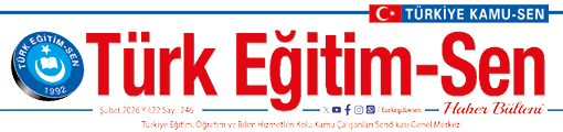 A red and blue sign with white letters that says “Turk Egitim-Sen" in a foreign language. AI generated content