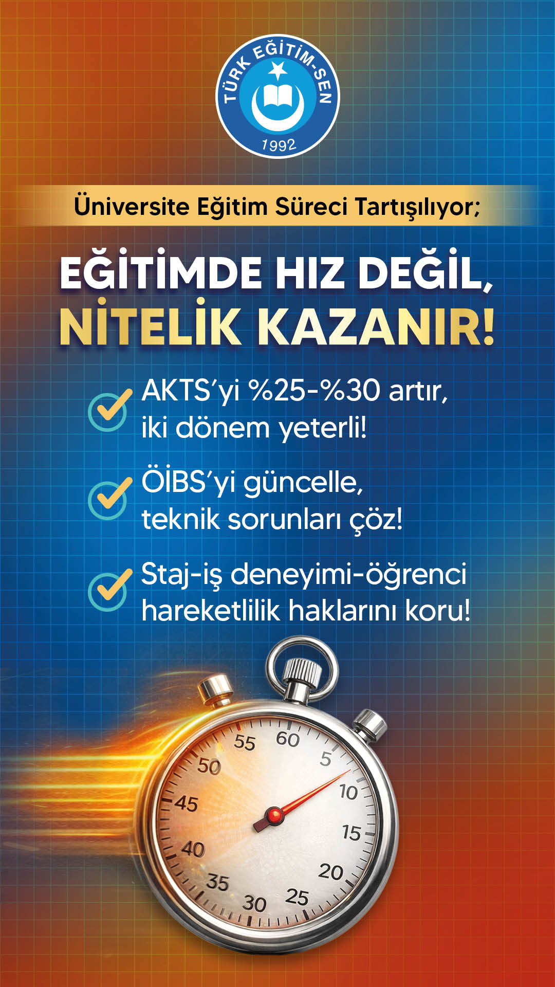 A clock with the hands at 12:00 is displayed on a blue background. AI generated content