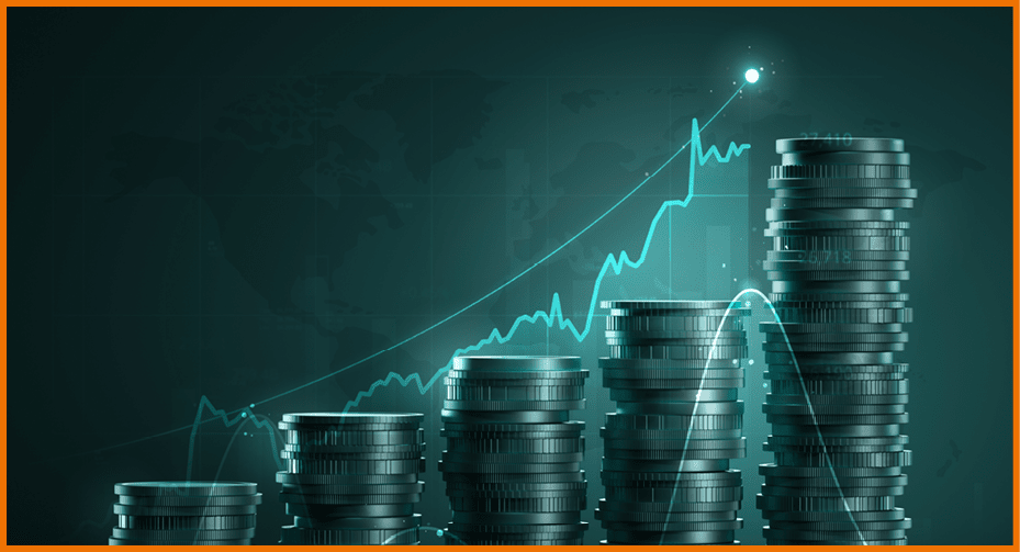 Money growth business graph economy finance stock or currency investment financial diagram profit chart of global exchange market price shares on economic analysis 3d background with success trade.