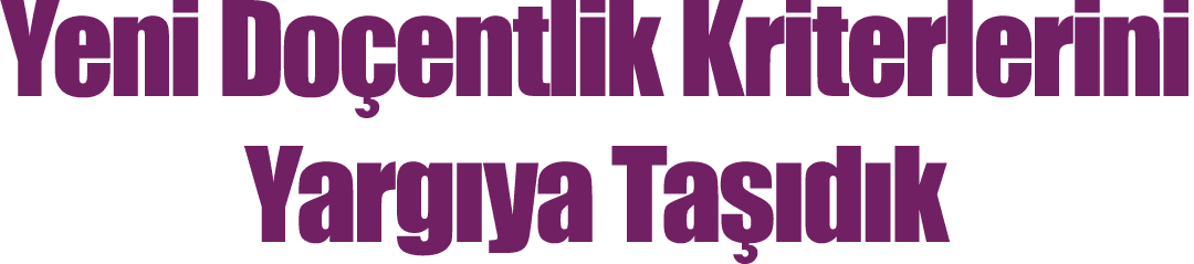 Yeni Doçentlik Kriterlerini Y argıya Taşıdık